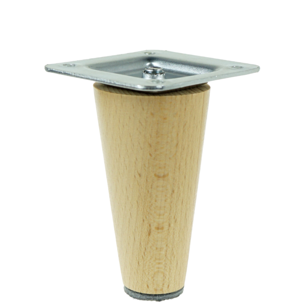2,4 Inch, Natural varnished beech wooden furniture leg