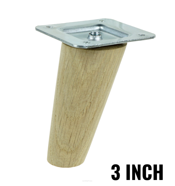 3 Inch tapered wooden inclined unfinished furniture leg
