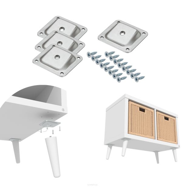 Mounting set for wooden legs