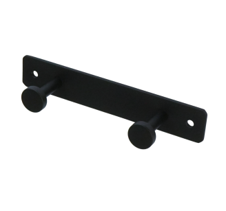 Double hook stainless steel black wall-mounted hanger with 2 brackets