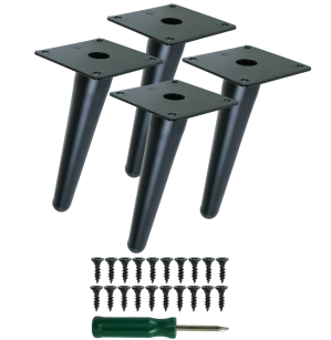 Inclined metal furniture legs 18 cm set with screws