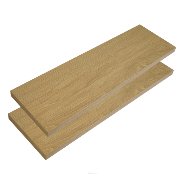 2x Oak-Effect Wall Shelves with Brackets, 500 x 150 x 18 mm