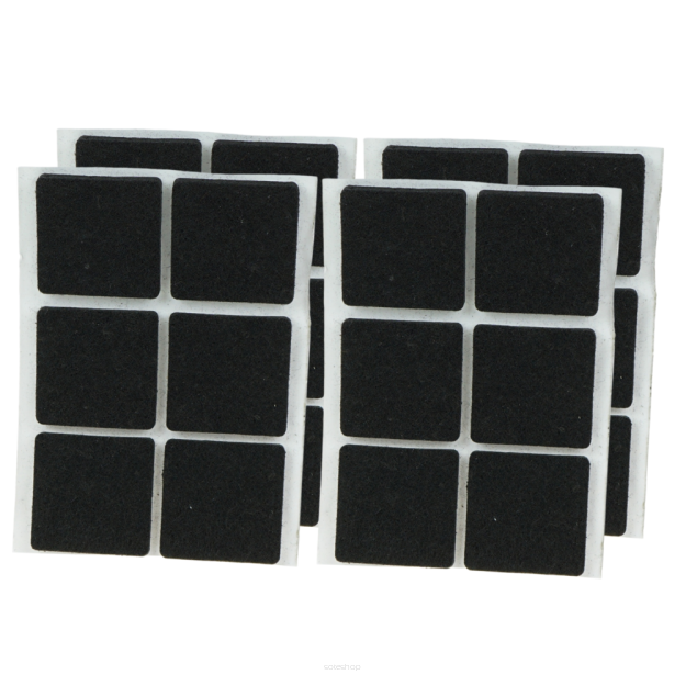 Black adhesive felt under furniture, felt pads 30 x 30 mm (24 pcs.)