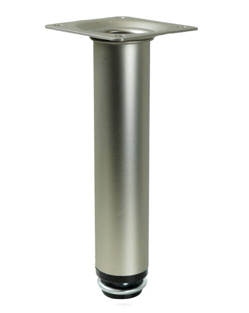 Adjustable steel leg, 15 CM, with mounting plate, nickel matt