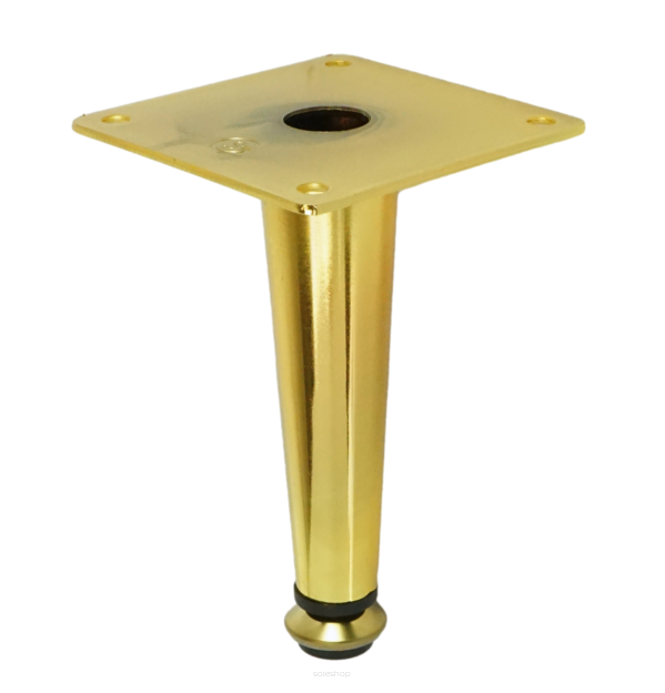 Metal leg straight adjustable cone 12 cm, with mounting plate, gold