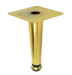 Metal leg straight adjustable cone 12 cm, with mounting plate, gold