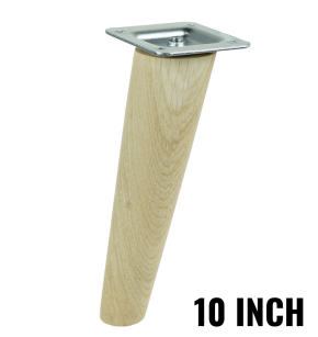 10 Inch tapered wooden inclined unfinished furniture leg