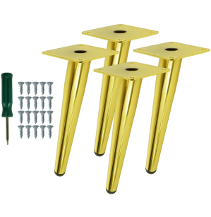 Metal furniture inclined legs 23 cm set with screws, gold