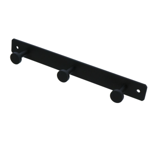 Triple-handle hook, stainless steel, black, screw-mounted