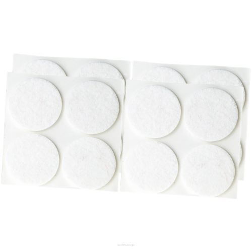 White adhesive felt under furniture, felt pads Ø 30 mm (16 pcs.)