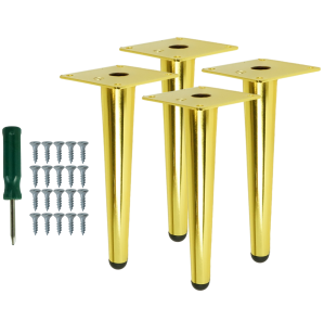 Metal furniture legs 20 cm set with screws, gold