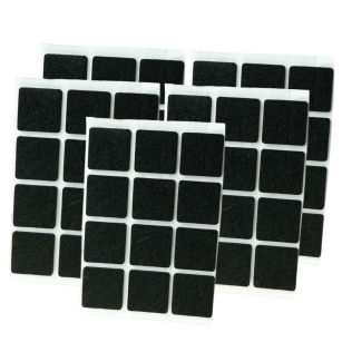 Black adhesive felt under furniture, felt pads 25 x 25 mm (108 pcs.)