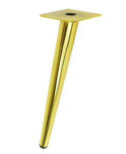Metal inclined leg cone 30 cm, with mounting plate, gold