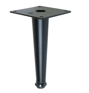 Metal leg straight adjustable cone 15 cm, with mounting plate, black matt
