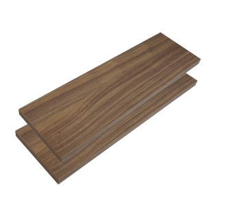 2x Walnut-Effect Wall Shelves with Brackets, 500 x 150 x 18 mm