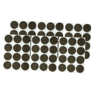 Brown adhesive felt under furniture, felt pads Ø 24 mm (108 pcs.)