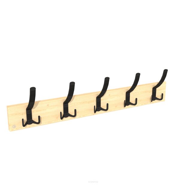 Wall-mounted clothes rack with 5 hooks, raw unfinished