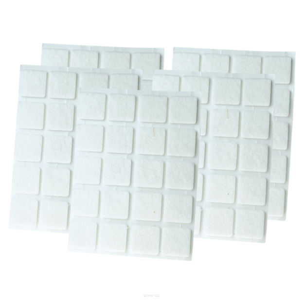 White adhesive felt under furniture, felt pads 20 x 20 mm (100 pcs.)