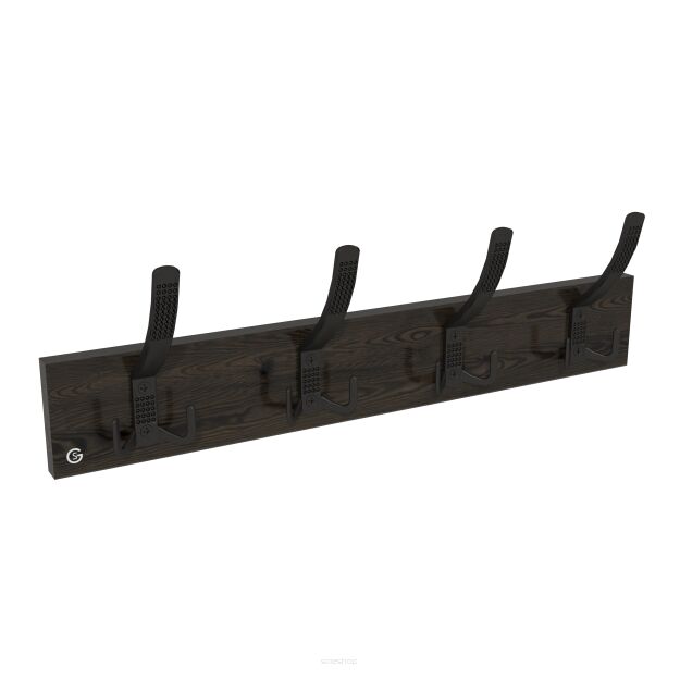 Wall-mounted clothes rack, with 4 hooks, black