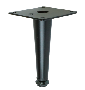 Metal leg straight adjustable cone 12 cm, with mounting plate, black matt