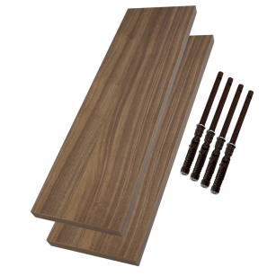 Set of 2 wall shelves in walnut decor 500 x 200 x 18 mm with invisible brackets