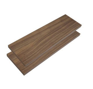 2x Walnut-Effect Wall Shelves with Brackets, 400 x 150 x 18 mm