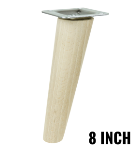 8 Inch tapered wooden inclined unfinished furniture leg