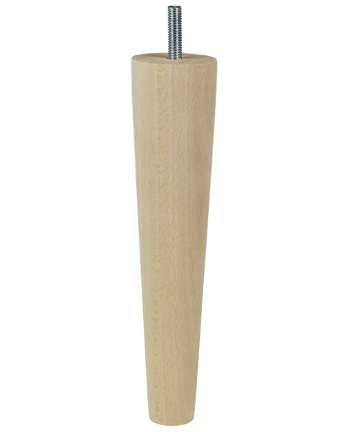 8 Inch tapered wooden unfinished furniture leg with threaded bar