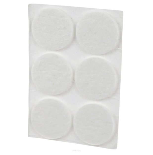 White adhesive felt under furniture, felt pads Ø 34 mm (6 pcs.)