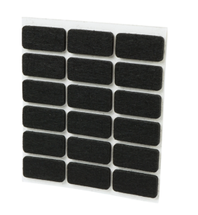 Black adhesive felt under furniture, felt pads 15 x 30 mm (18 pcs.)