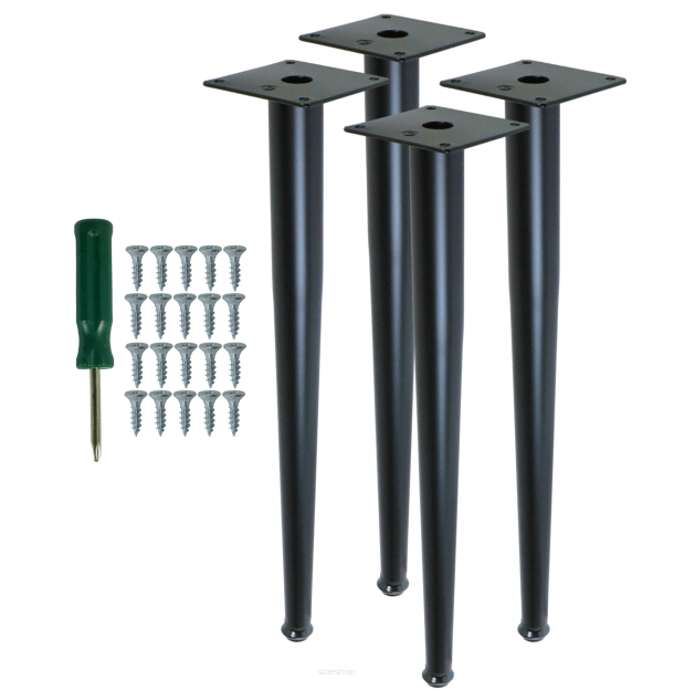 Metal furniture legs 40 cm set with screws, black