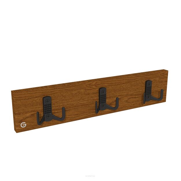 Wall-mounted clothes rack with 3 hooks, walnut