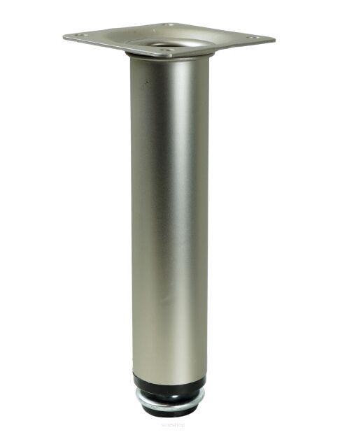 Adjustable steel leg, 15 CM, with mounting plate, brushed steel