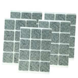 Gray adhesive felt under furniture, felt pads 25 x 25 mm (108 pcs.)