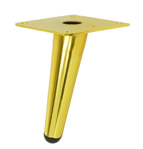 Metal inclined leg cone 13 cm, with mounting plate, gold