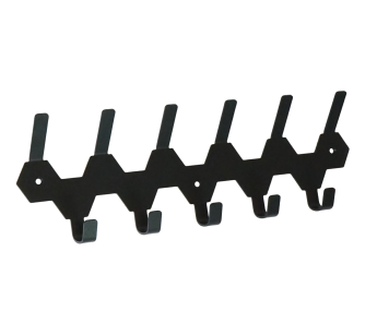 340mm rack with 11 holders, hook, black color, screw-mounted