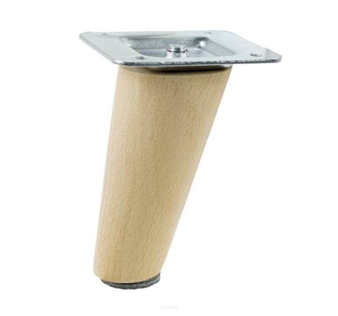 4 Inch, Natural varnished inclined beech wooden furniture leg