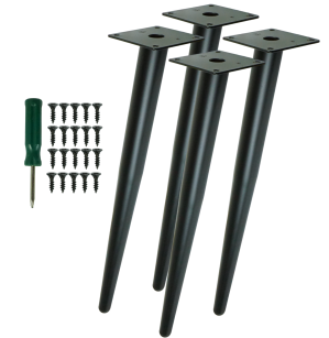 Inclined metal furniture legs 45 cm set with screws