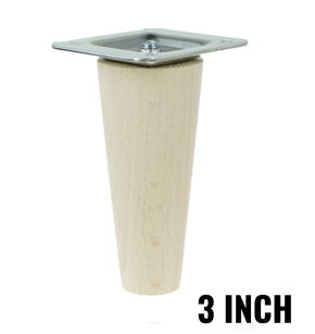 3 Inch tapered wooden unfinished furniture leg