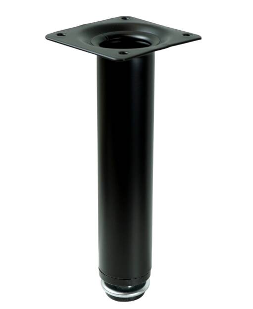 Adjustable round steel leg with mounting plate