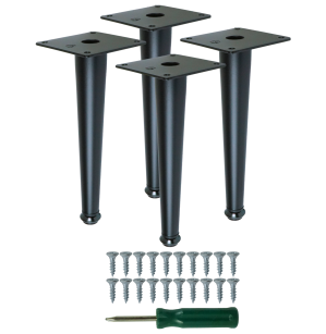 Metal furniture legs 20 cm set with screws, black