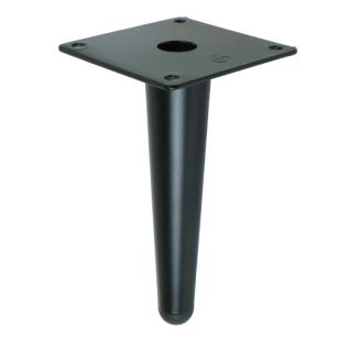 Metal straight leg cone 15 cm with mounting plate, matte black