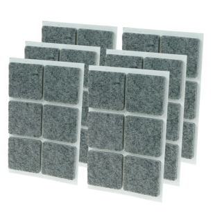 Grey adhesive felt under furniture, felt pads 35 x 35 mm (504 pcs.)