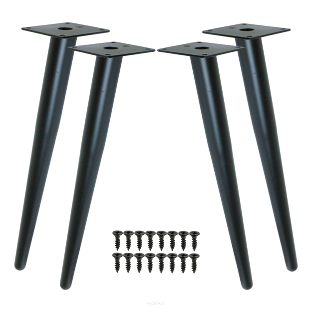 Inclined metal furniture legs 40 cm set with screws