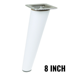 8 Inch, White varnished inclined beech wooden furniture leg