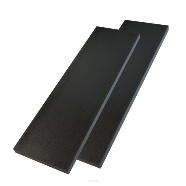 2x Black Wall Shelves with Brackets, 500 x 200 x 18 mm