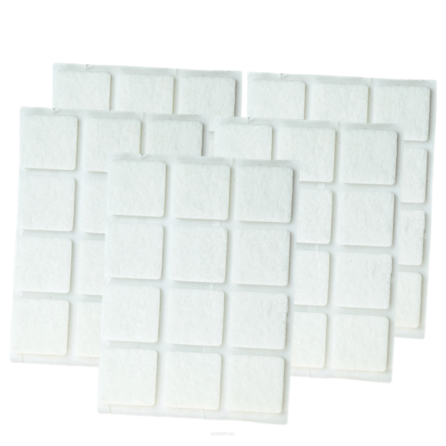 White adhesive felt under furniture, felt pads 25 x 25 mm (108 pcs.)