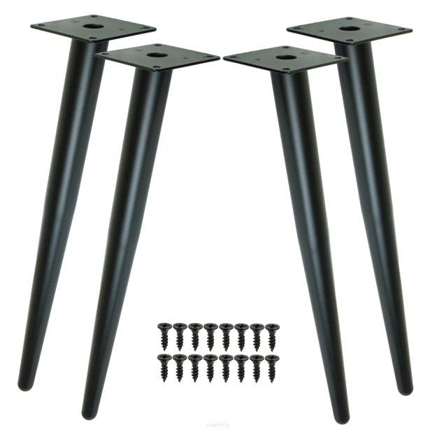 Inclined metal furniture legs 45 cm set with screws