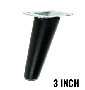 3 Inch, Black varnished inclined beech wooden furniture leg