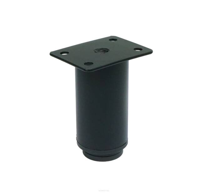 Adjustable steel leg 8 - 12 CM with mounting plate, black
